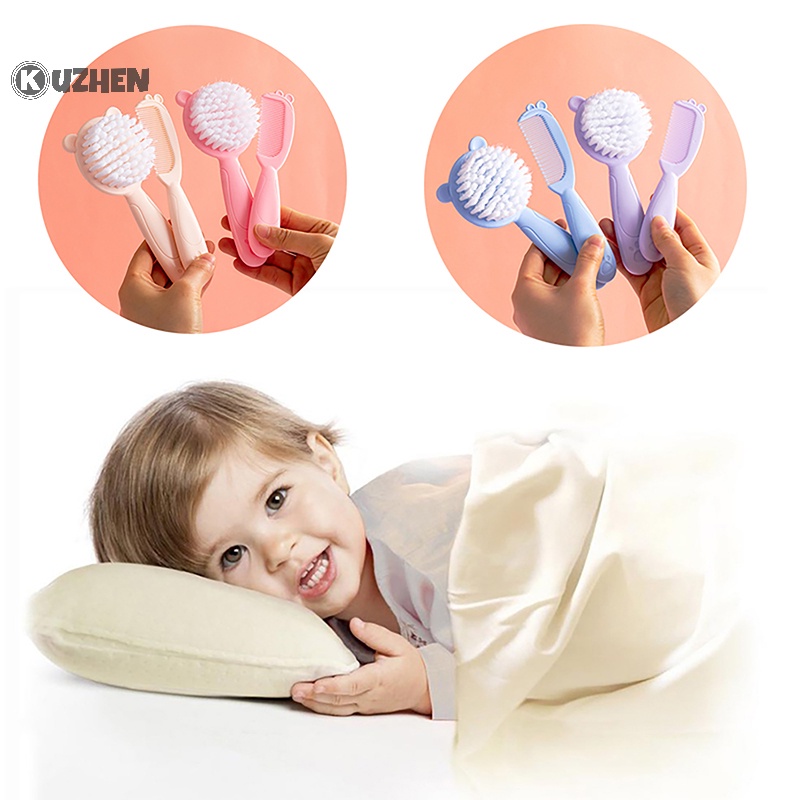Kuzhen set 2 Lược Chải Tóc Mềm Mại Bằng nylon Mát Xa Da Đầu Cho Trẻ Sơ Sinh