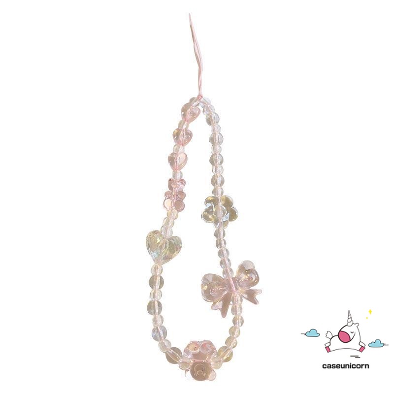 Dễ Thương Dây Đeo Điện Thoại Trong Suốt Đính Hạt Hình Chú Gấu Đáng Yêu