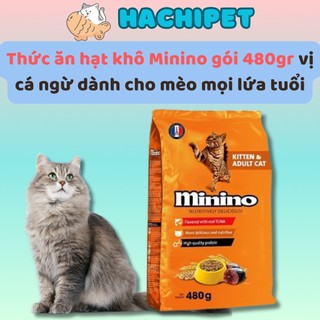 Thức ăn hạt khô Minino gói 480gr vị cá ngừ dành cho mèo mọi lứa tuổi
