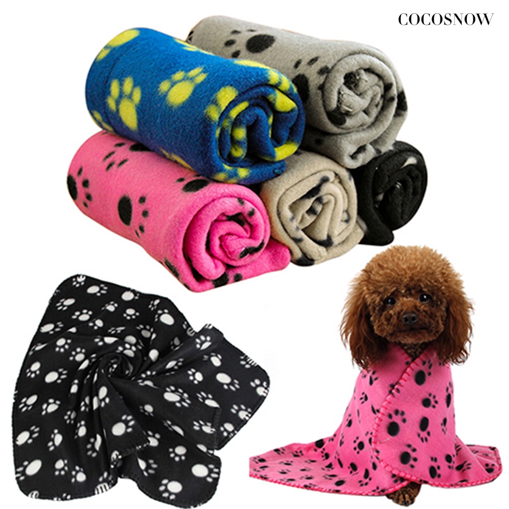 Chăn Giữ Ấm Mùa Đông Bằng Lông Cừu Mềm Mại In Hình Dấu Chân Chó Mèo Cho Thú Cưng