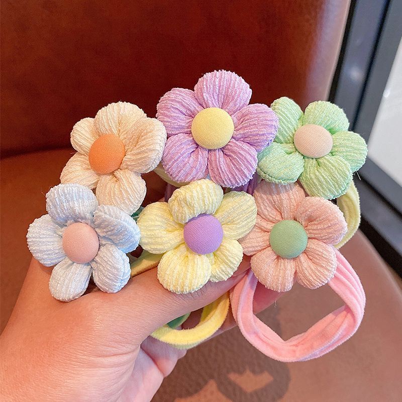 Dây Buộc Tóc Cao Su Co Giãn Không Đau Hình Hoa macaron Cho Bé