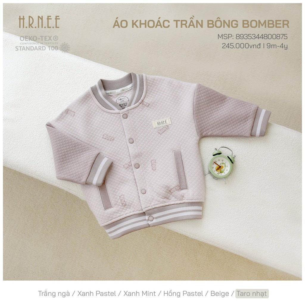 Áo Bomber trần bông Hrnee cho bé trai bé gái