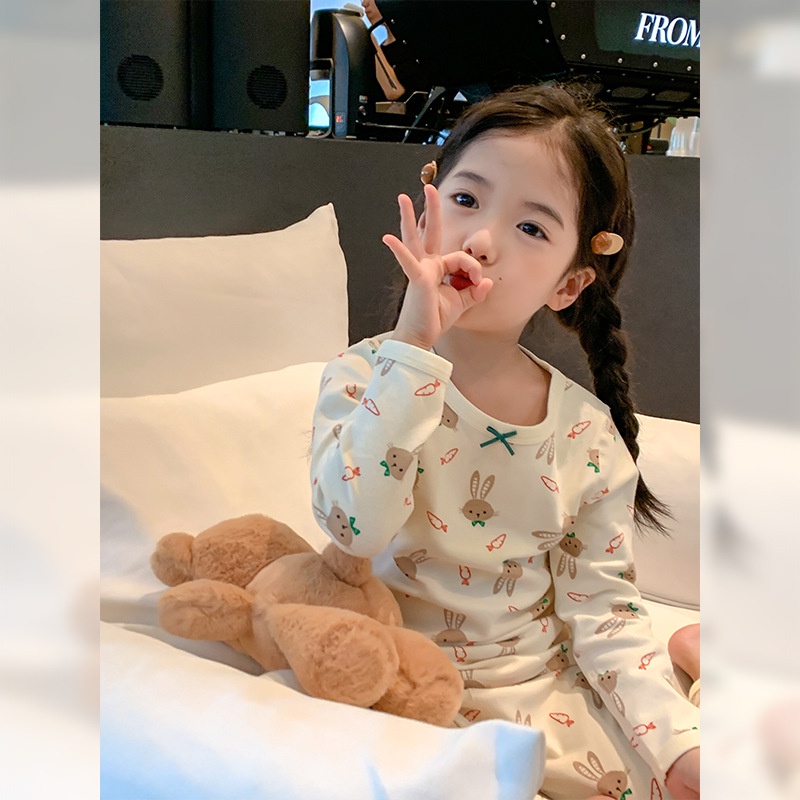 Bộ Đồ Ngủ Dài Trung Bình Thoải Mái Thoáng Khí Phong Cách Thời Trang Xuân Thu Mới Cho Bé Gái Kích Thước 90-140cm