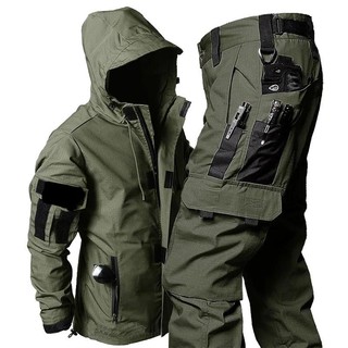 Áo khoác chiến thuật chống nước nhiều túi dành cho nam + Quần chở hàng chống mài mòn CS Suits Bộ săn bắn Ripstop ngoài trời