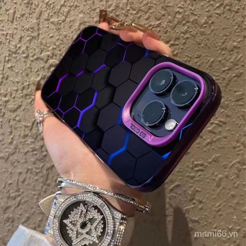 Ốp Điện Thoại Hình Vuông Họa Tiết Tổ Ong Cho iphone 15promax 15pro 15 14 13 12 11 pro max xr xs max 7 8 plus 14promax 13promax 11promax