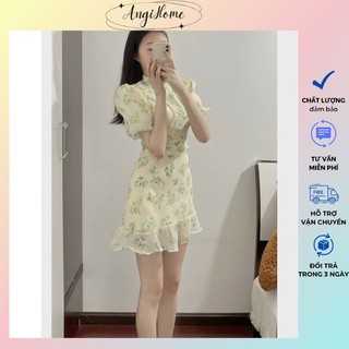 ĐẦM HOA KEM CỔ TÀU CHÂN BÈO ANGIHOME