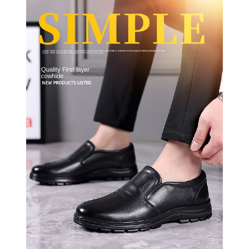 Giày Lười Da Thoáng Khí Thời Trang Cho Đàn Ông Trung Niên