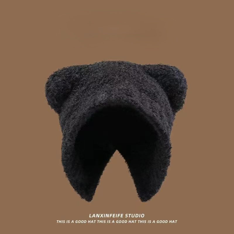 Dễ Thương Mũ Len Dệt Kim Giữ Ấm Mùa Thu Đông Thiết Kế Hình Chú Gấu Nhỏ Đáng Yêu Cho Bé