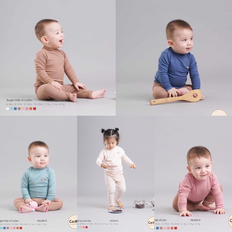 Áo giữ nhiệt cổ 3 phân cookie cho bé trai/bé gái