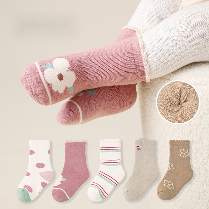 Vớ Mùa Đông Dày Dặn Ấm Áp Phối Ren Dễ Thương Cho Bé Gái 2023