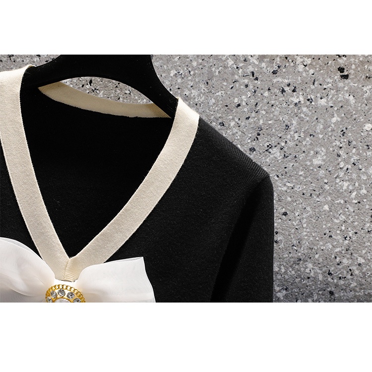 🌸Hàng Order🌸Váy Đầm Bigsize Váy Len Tăm Nơ Ngực Đính Đá Phối Cúc Tiểu Thư Nữ Tính 🌸Hàng Quảng Châu