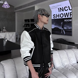 Vunc Áo Khoác Bóng Chày Mỏng Phối Màu Tương Phản Thời Trang Đường Phố Mỹ Cho Nam