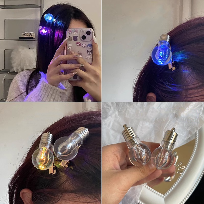 Kẹp Tóc Mái / Kẹp Tóc Trang Trí Bóng Đèn Sáng Tạo Vui Nhộn Llky