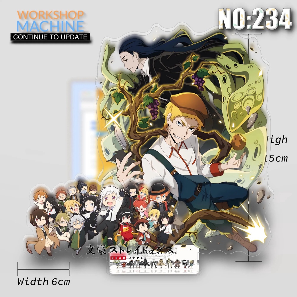 Mô hình Standee Bungo Stray Dogs 3P Anime Atsushi Nakajima Dazai Chuuya Phụ kiện trang trí để bàn góc học tập