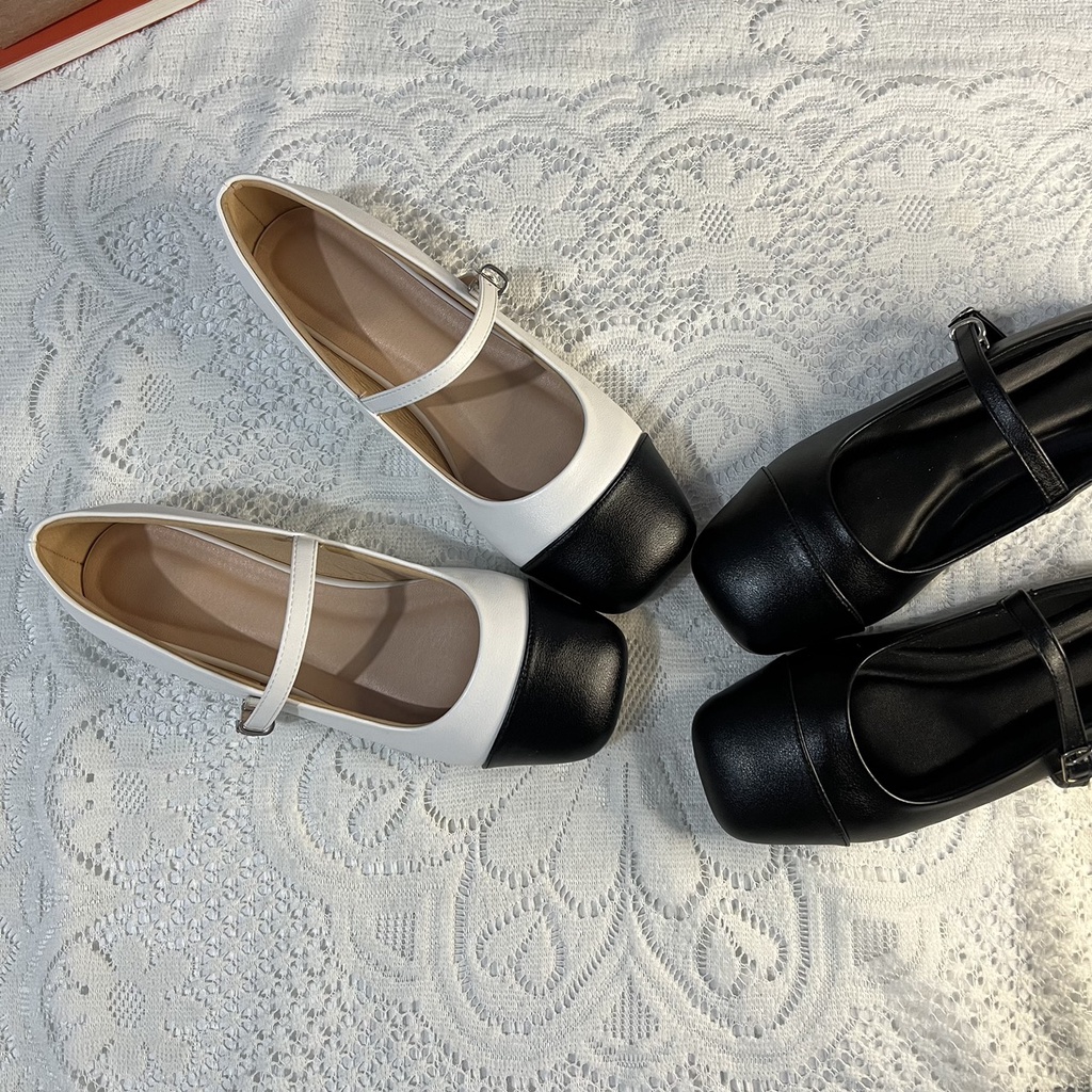 Giày búp bê bigsize tiểu thư mũi vuông vá mũi bệt size 40-44