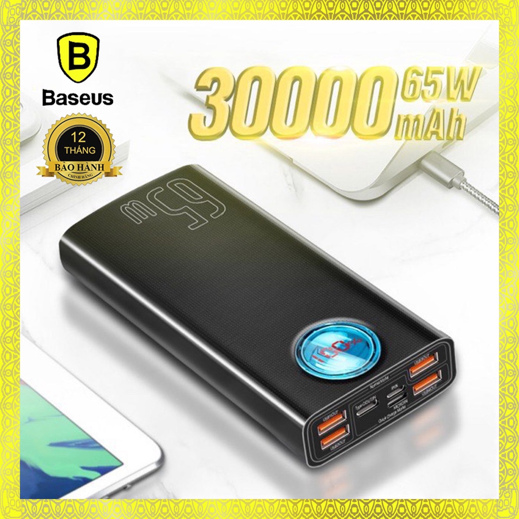 Sạc dự phòng Baseus 65W PD 30000mah sạc nhanh dùng cho smatphone/ipad.Chính hãng