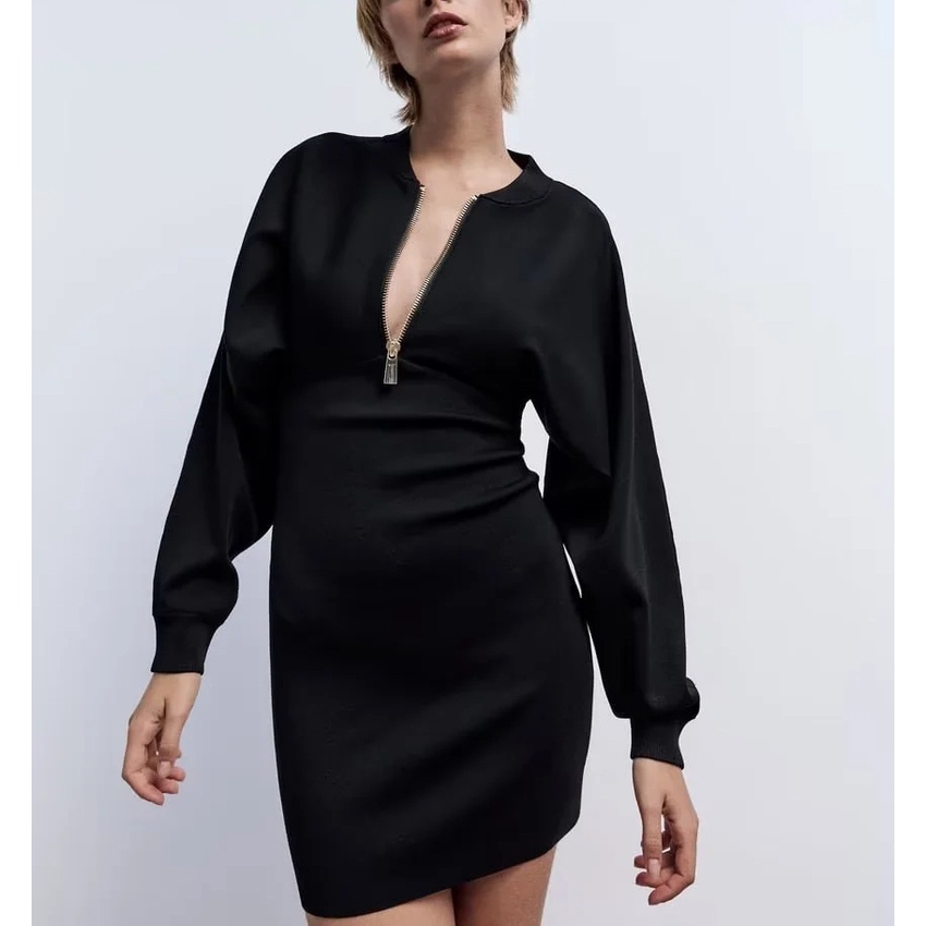 Zara Áo Khoác bomber Dệt Kim Phối Khoá Kéo Thời Trang Mùa Thu Cho Nữ 4938108