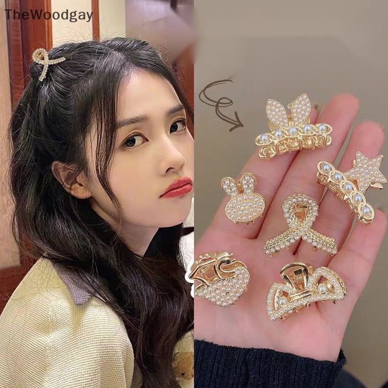 Kẹp Tóc Càng Cua mini Đính Hạt Ngọc Trai Phong Cách retro Cho Nữ