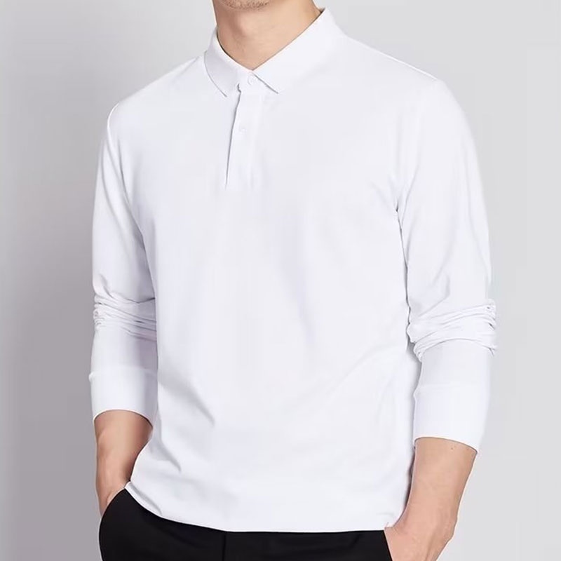 DICHUANGZHE Áo thun cổ polo dài tay màu sắc đơn giản dành cho nam