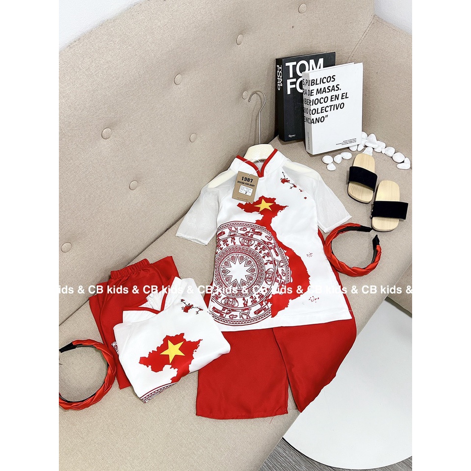 SIZE ĐẠI 8-26KG: ÁO DÀI VIỆT NAM TRỐNG ĐỒNG CỰC HOT CHO BÉ GÁI- ADVN