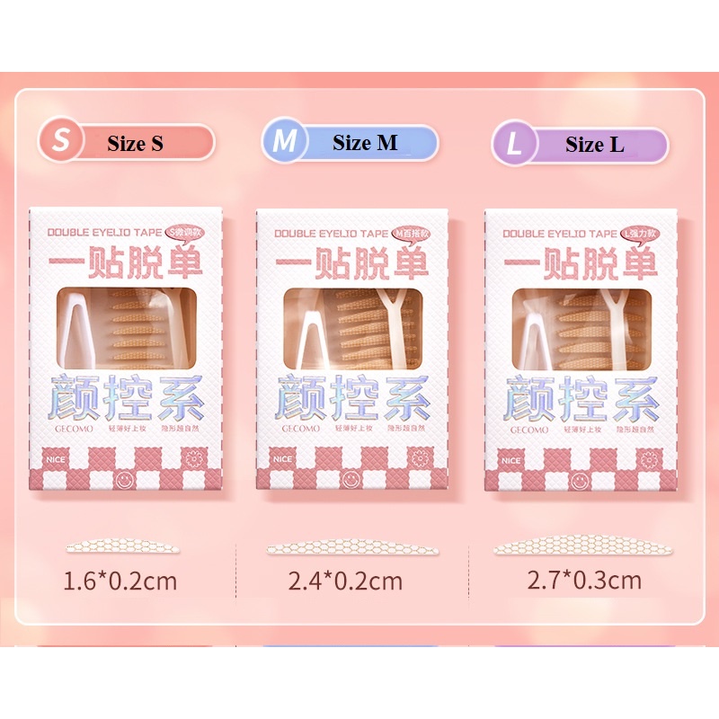 Kích mí tàng hình trong suốt sẵn keo tạo mắt hai mí chống thấm nước cao cấp GECOMO 90 miếng HB
