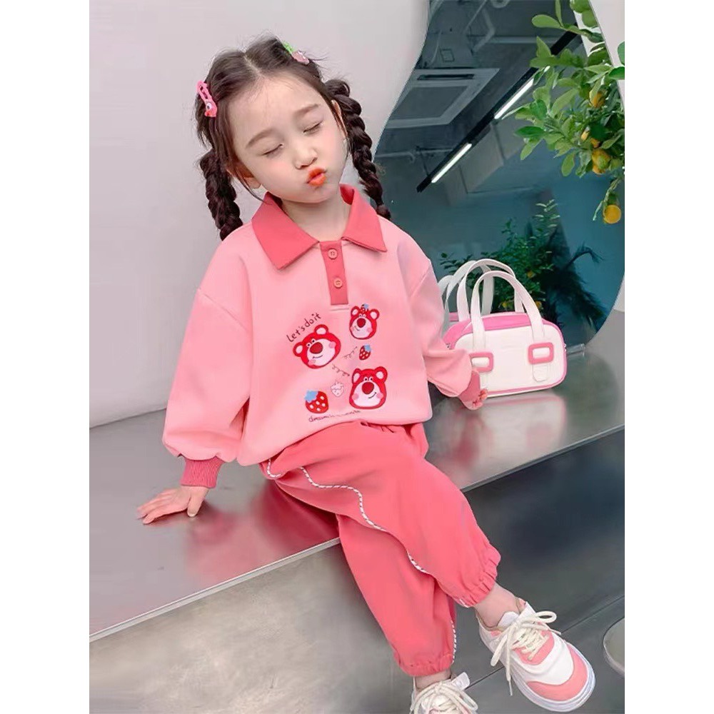 Đồ bộ cho bé, Bộ nỉ bé gái 2-8 tuổi hình Kuromi đính đá và đổi màu chất liệu nỉ cao cấp kiểu dáng thời trang