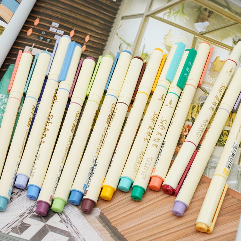 Bộ 12 Bút Brush Soft Viết Thư Pháp Calligraphy/Bullet Journal Ngòi Cao Cấp