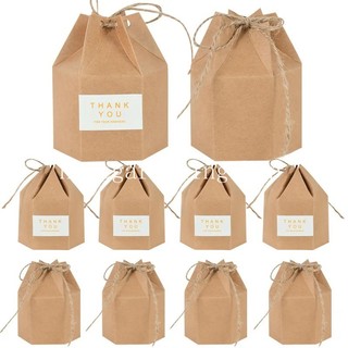 Set 10 hộp giấy kraft đựng kẹo hình lục giác cho tiệc cưới / giáng sinh