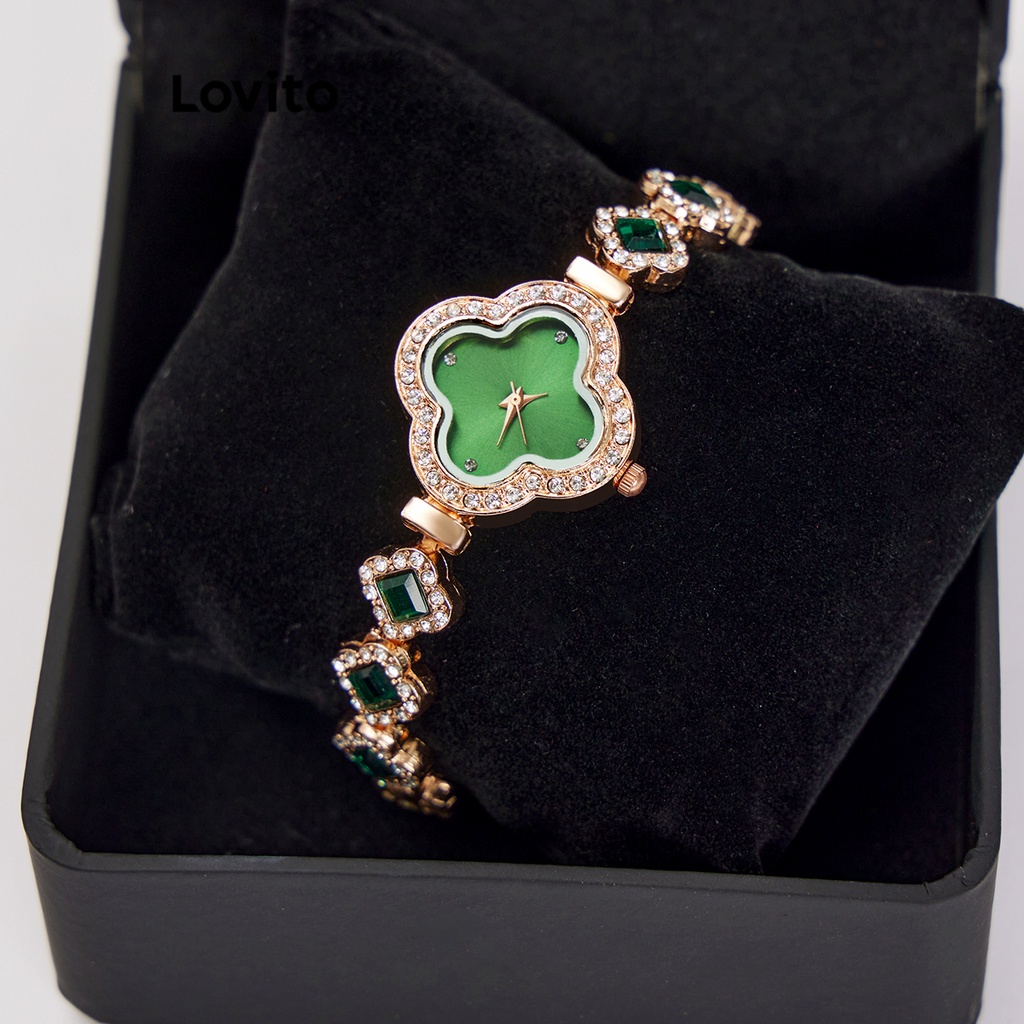 Đồng hồ thạch anh Lovito màu trơn đơn giản thường ngày cho nữ L66AD055