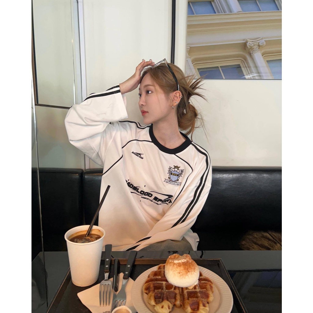 Áo Thun jersey Dáng Rộng Thêu Họa Tiết Công Nghiệp Hạng Nặng Phong Cách Hàn Quốc niche badblood Cho Nam Và Nữ