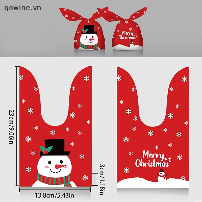 Qowine Set 100 Túi Đựng Bánh Kẹo Giáng Sinh Tự Dính 2023 vn