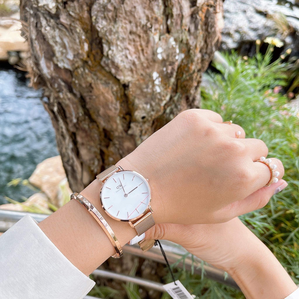 Đồng Hồ Nữ Daniel Welington Classic Petite Melrose White + Vòng Tay DW Cuff Unity Chính Hãng - Danielwatchstore .
