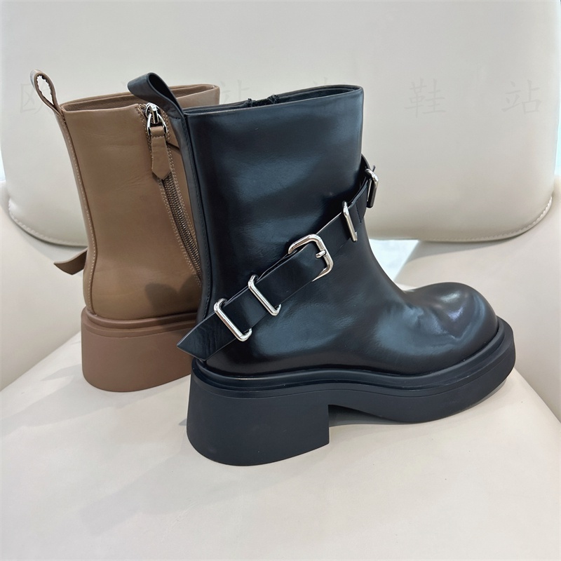 Giày Bốt martin Đế Dày Có Khóa Kéo Bên Hông Phong Cách Anh Quốc Thời Trang Mùa Thu Mới 2023