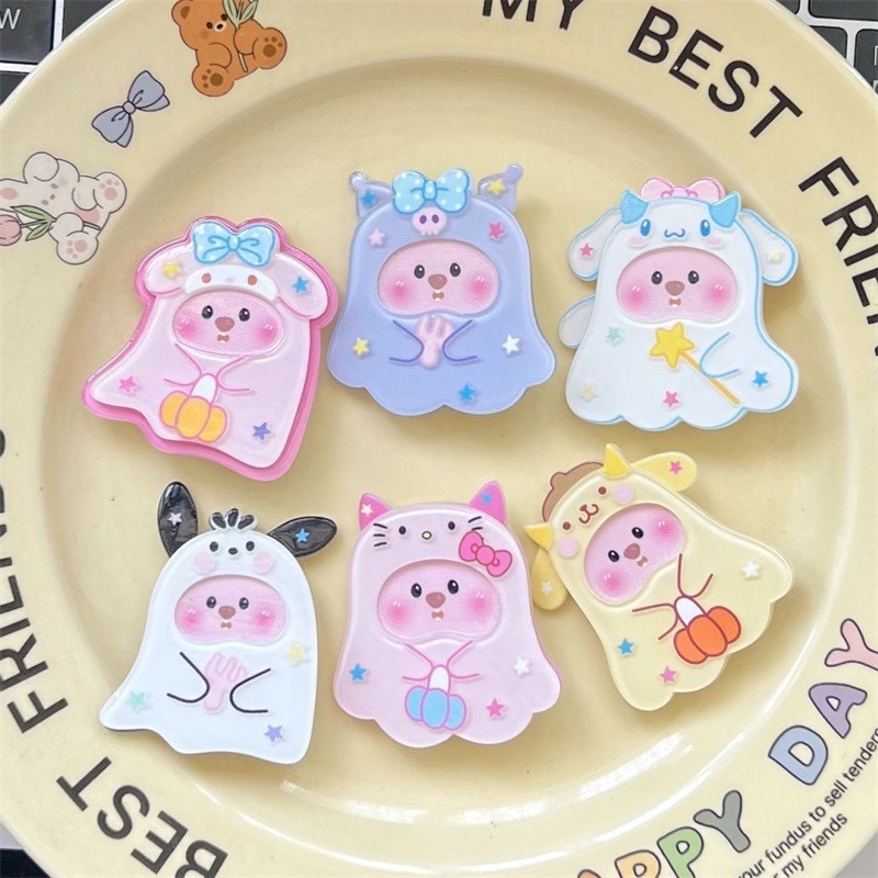 Kẹp Tóc bb Nhỏ Màu Hồng In Họa Tiết Hoạt Hình Phong Cách Hàn Quốc Dễ Thương Cho Bé Gái