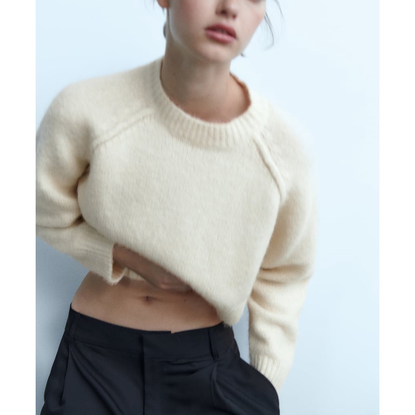 Zara Áo sweater Cổ Tròn Dáng Rộng Thời Trang Thu Đông Cho Nữ 9598187