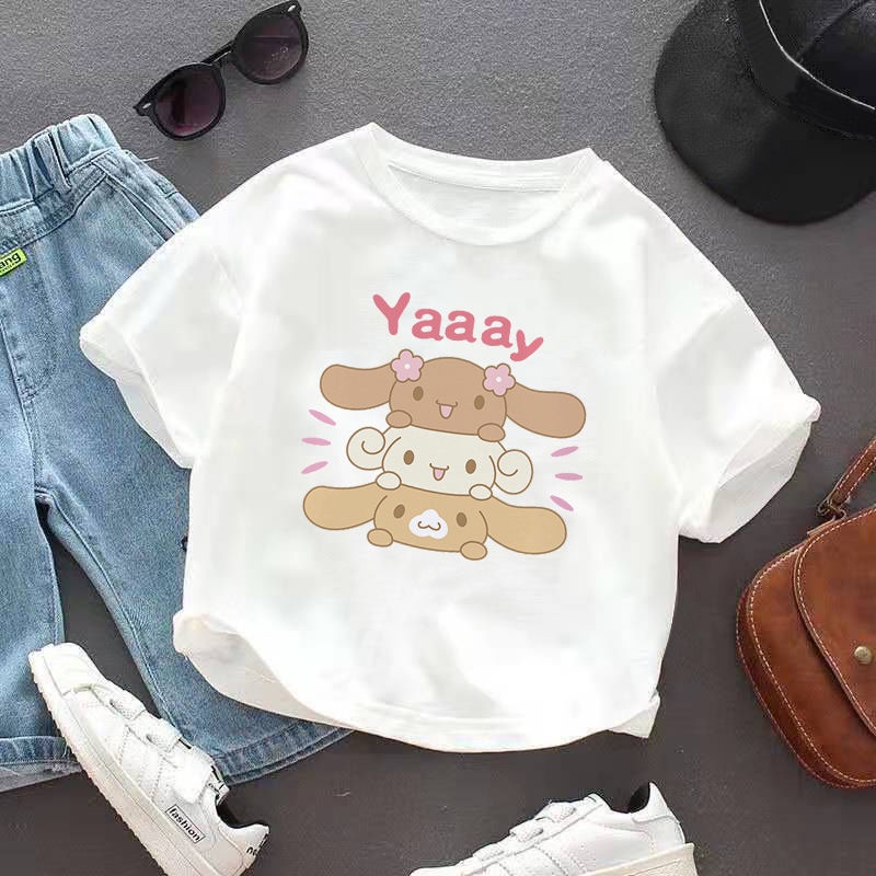 Áo Thun Tay Ngắn In Hoạt Hình melody sanrio Dễ Thương Thời Trang Mùa Hè Cho Bé Gái