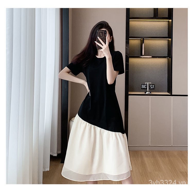 Live home Đầm Dáng Chữ a Phối Lưới Mỏng Cao Cấp Phong Cách Pháp