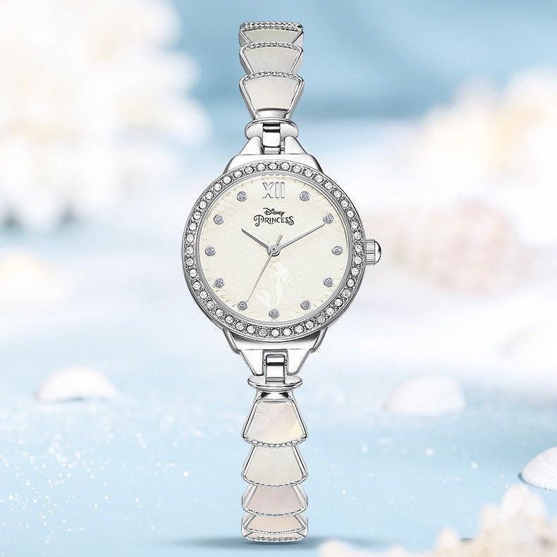 Đồng Hồ Thạch Anh Nàng Tiên Cá disney Dây Xích Tinh Tế Thanh Lịch Cho Nữ