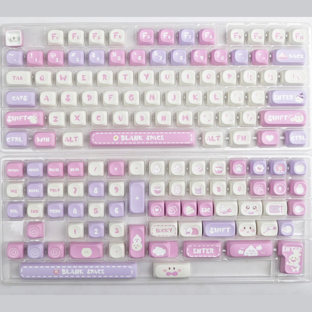 Bun keycaps moa profile Bộ Bàn Phím Cơ Màu Hồng Hoạt Hình pbt Nhuộm Hồng