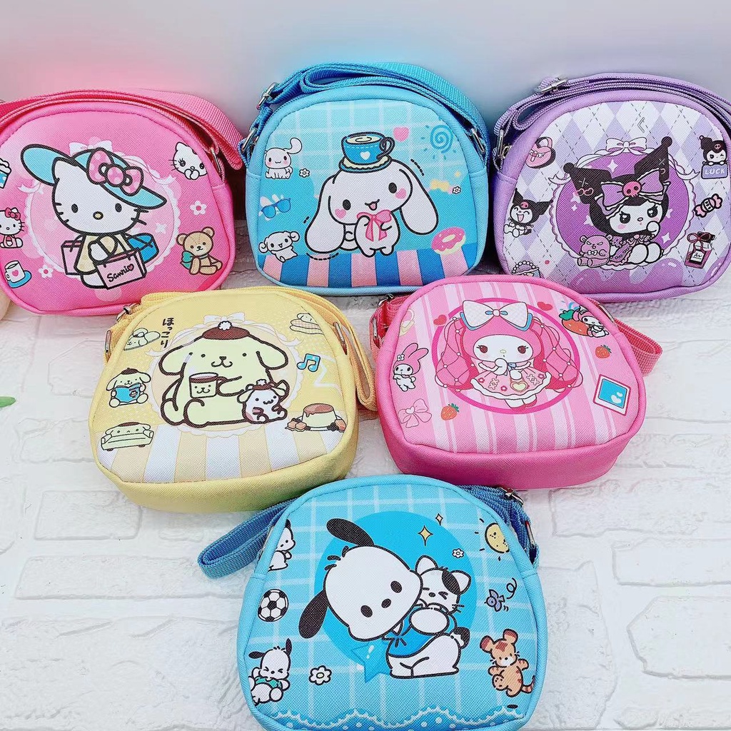 Sanrio Túi Đeo Chéo mini Hình Bán Nguyệt Họa Tiết Hoạt Hình Xinh Xắn Cho Bé