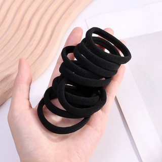 Set 10 Dây Cột Tóc Màu Đen Đơn Giản Cho Nữ