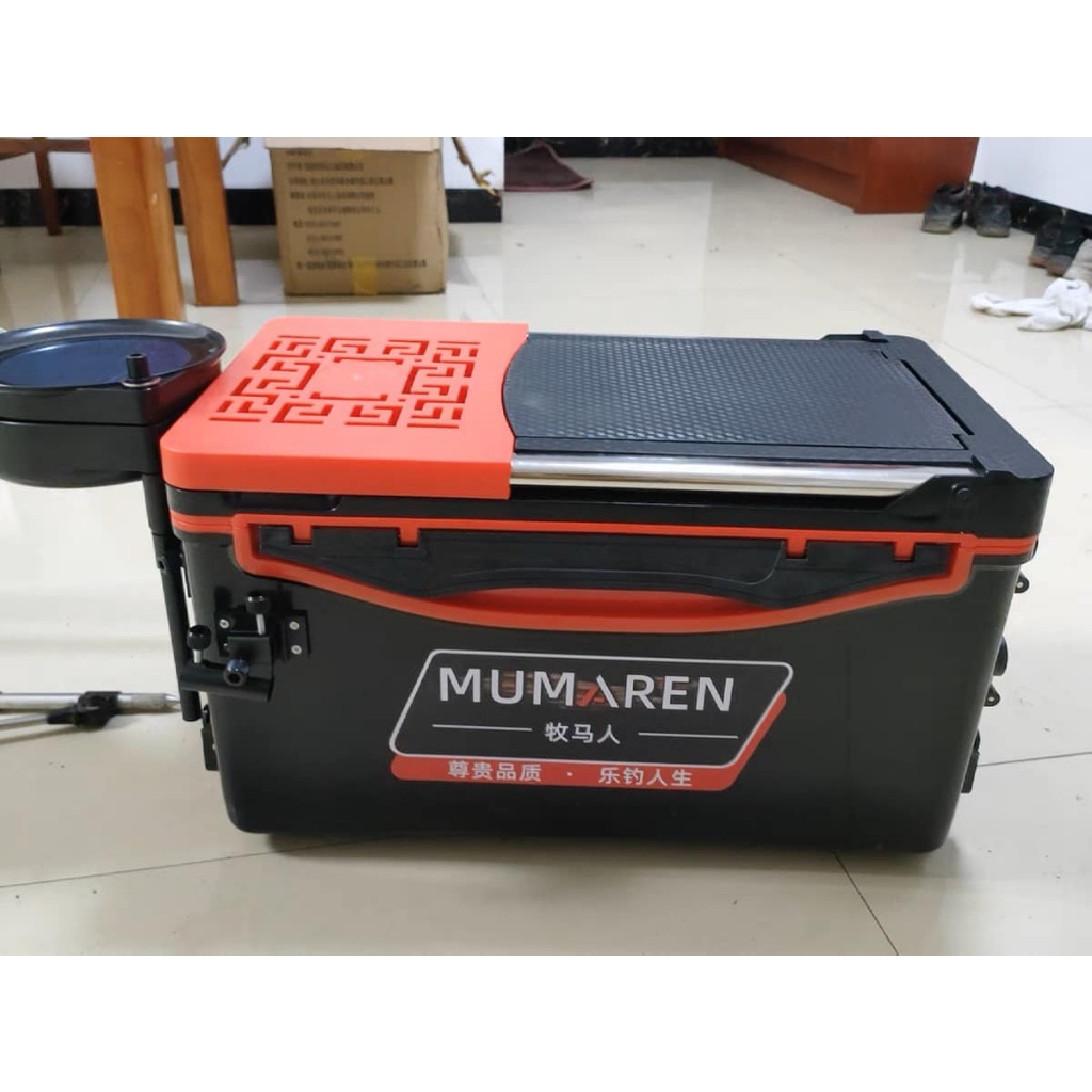 Thùng câu đài đa năng MUNREN 32 L Full  pass phụ kiên câu cá chân cố định mọi
