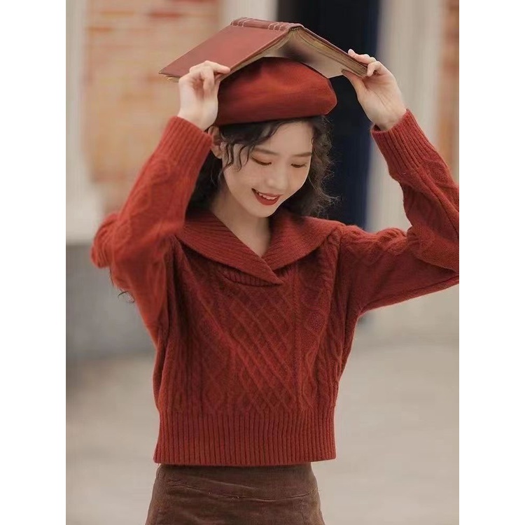 Áo Len Tay Dài Cổ Búp Bê Phong Cách Thời Trang Thu Đông Kiểu Mới