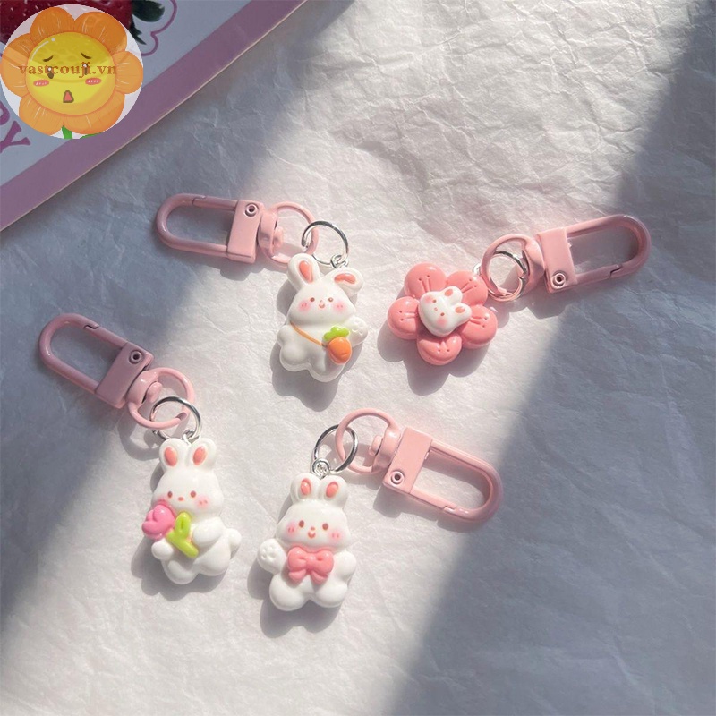 Móc Khóa Hình Thỏ / Cà Rốt / Hoa tulip Bằng Nhựa resin Dễ Thương Trang Trí Túi Xách / Xe Hơi Cho Nữ / Trẻ Em vn