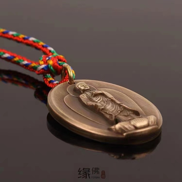 Mặt Dây Chuyền amitabha Bằng Đồng Nguyên Chất Có Tay Cầm Màu Đỏ Đồng Nguyên Chất Phong Cách Phương Tây