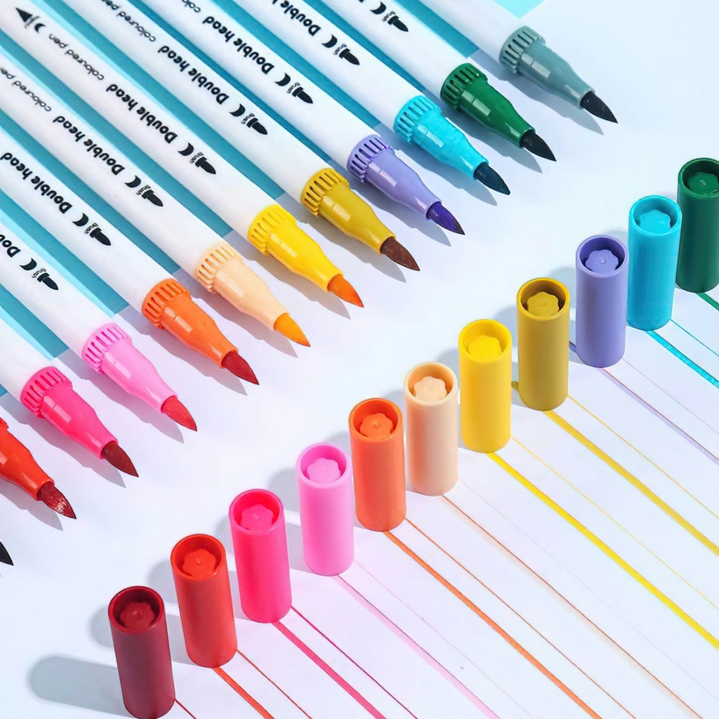 Bút brush viết calligraphy bút dual tip brush pen 2 đầu đa năng trang trí sổ, bullet jounal, take no