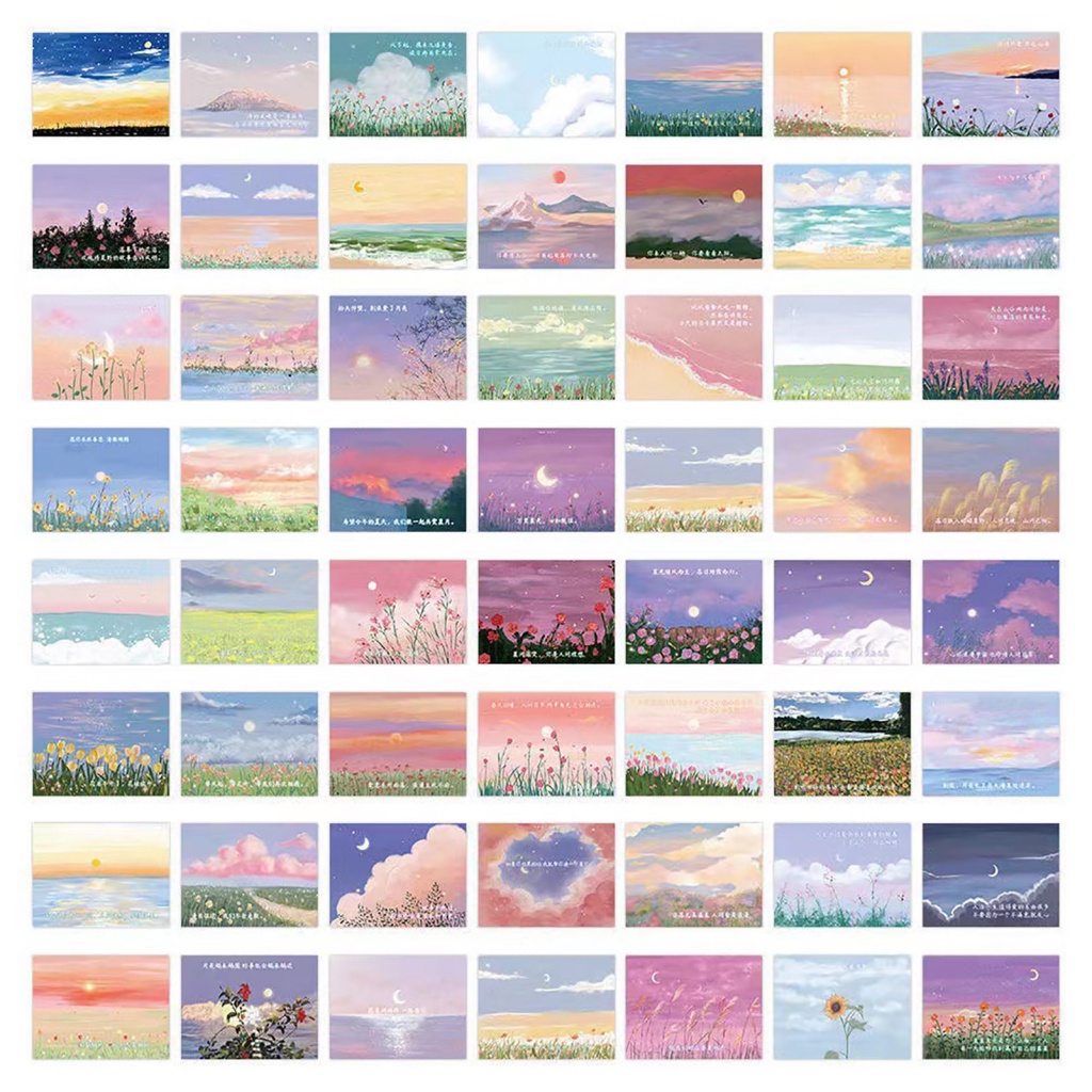 Bộ Đồ Chơi Trẻ Trung Năng Động Dành Cho Bé| Bộ 60 Miếng Dán Chống Phai Màu Phong Cảnh Hoạt Hình Trang Trí laptop