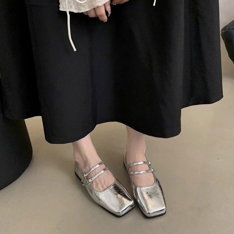 Giày Búp Bê Mũi Vuông Thời Trang retro Pháp 2023 Dành Cho Nữ