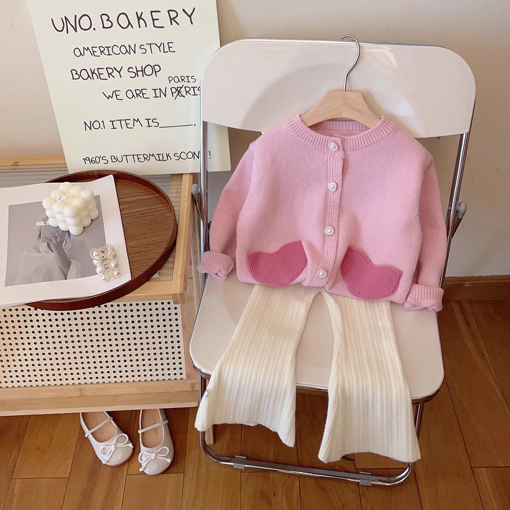 Áo Khoác Len cardigan Phong Cách Hàn Quốc Ngọt Ngào Cho Bé Gái