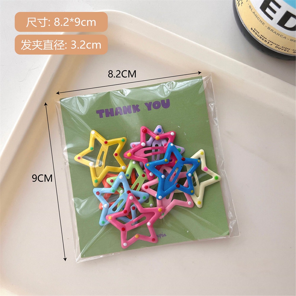 Set 10 Kẹp Tóc Hình Ngôi Sao / Trái Tim / Trái Tim Xinh Xắn Cho Nữ